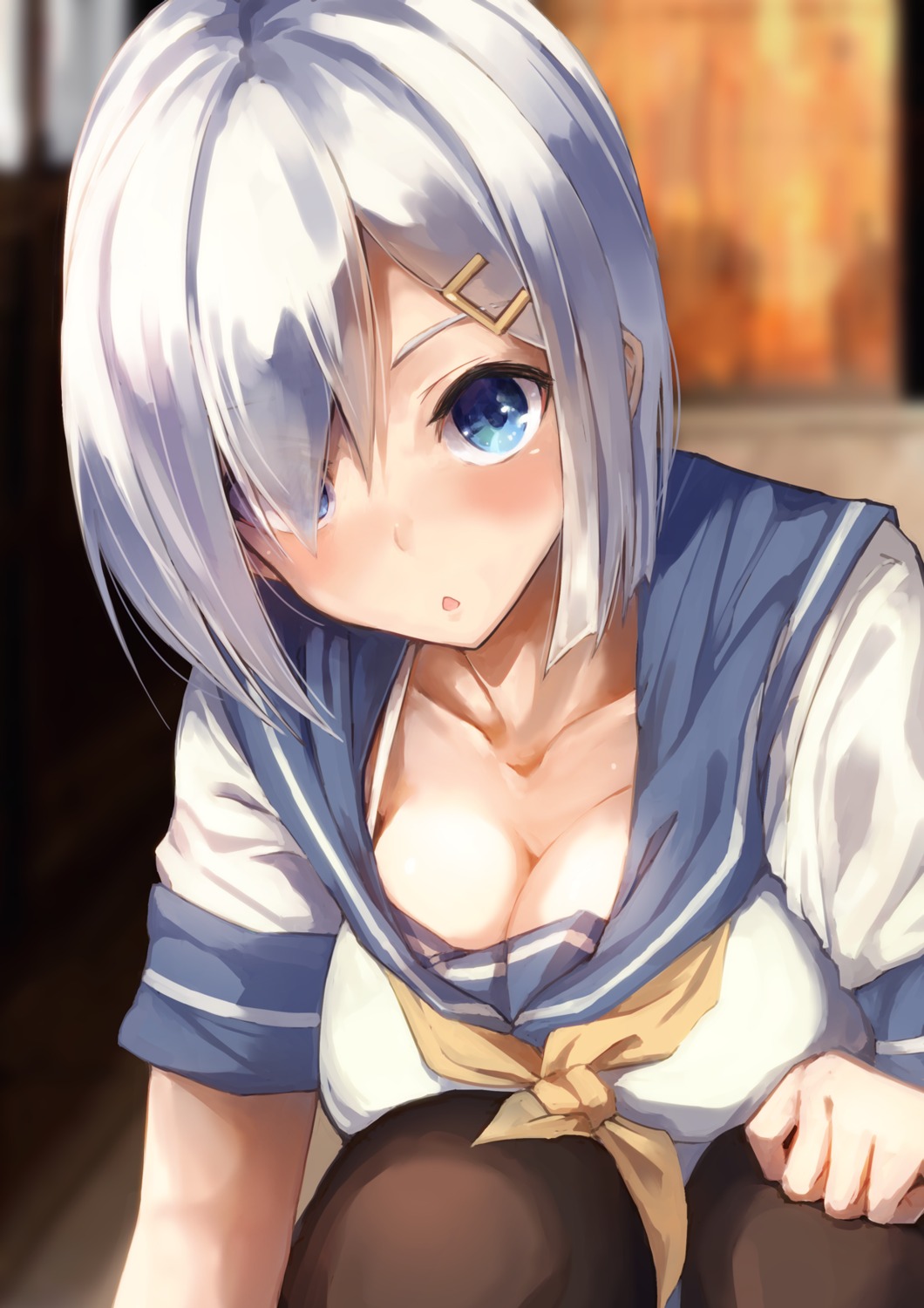 cleavage, hamakaze_(kancolle), kantai_collection, konkito, pantyhose, seifuku