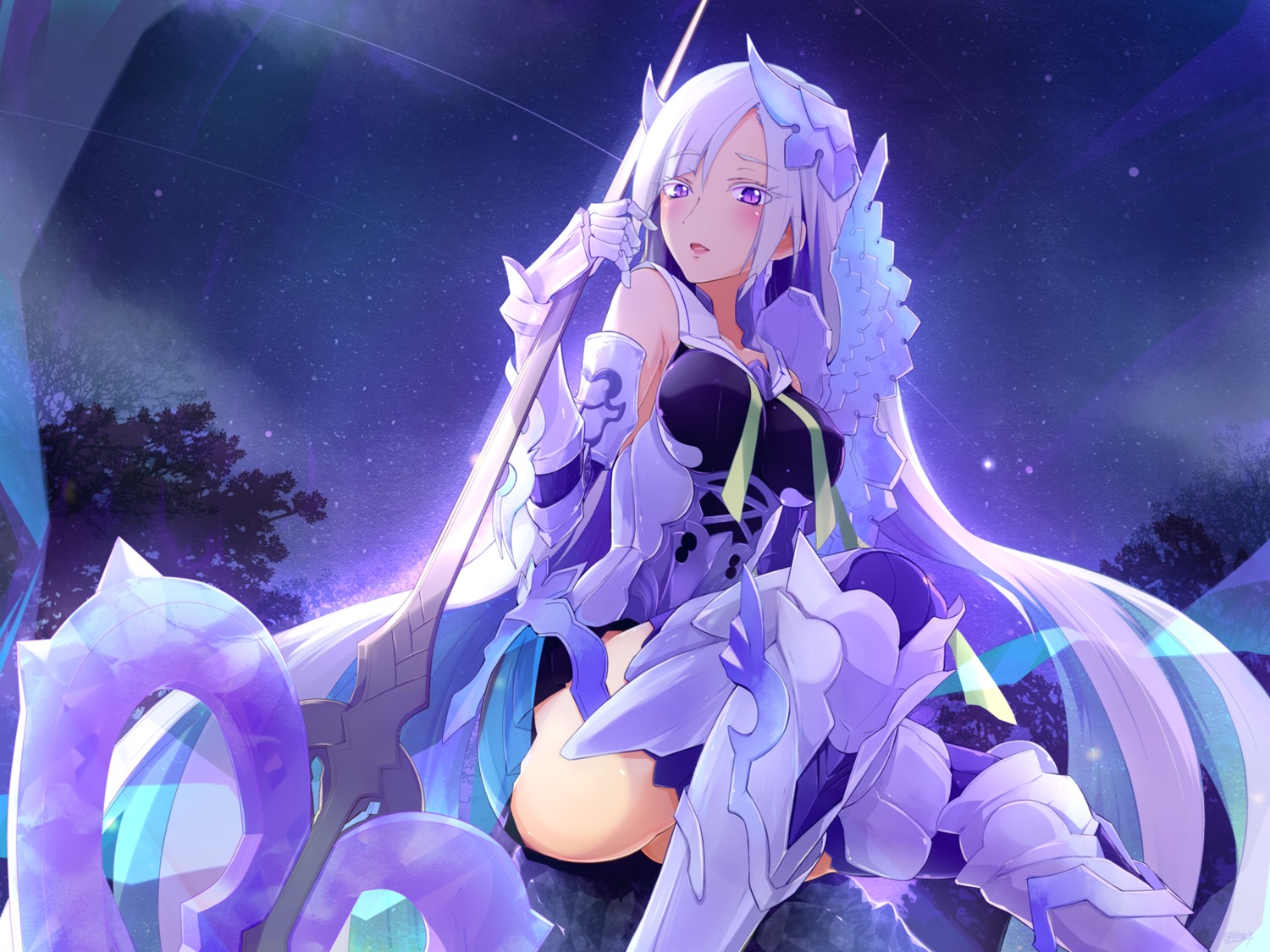 armor, ashita_wa_hitsuji, fate/grand_order, fate/prototype:_fragments_of_blue_and_silver, lancer_(fate/prototype:_fragments), thighhighs, weapon