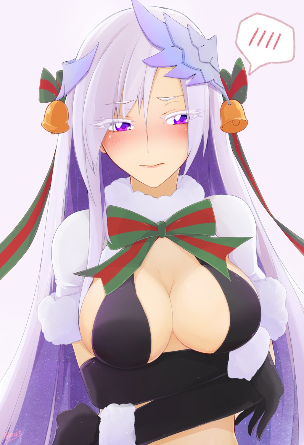 ashita_wa_hitsuji, bra, breast_hold, cosplay, fate/grand_order, fate/prototype:_fragments_of_blue_and_silver, jeanne_d'arc_alter_santa_lily, lancer_(fate/prototype:_fragments)