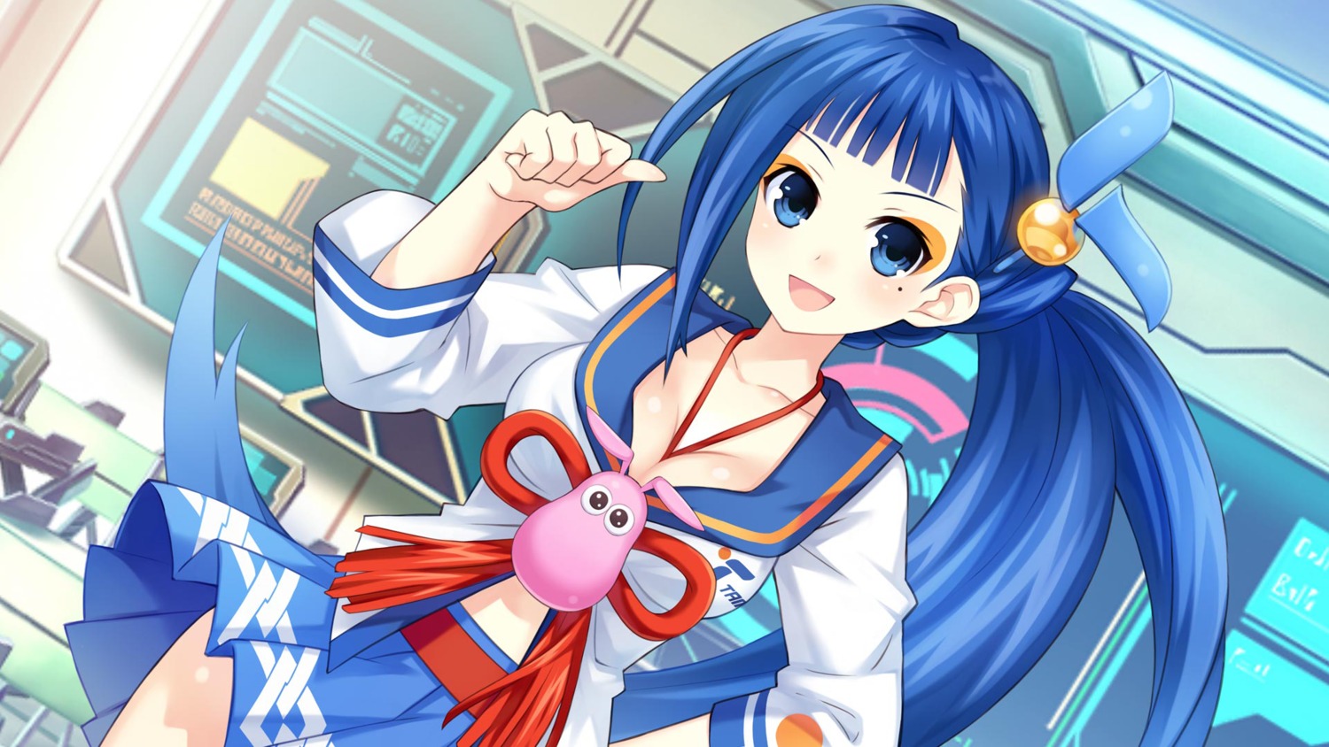 choujigen_game_neptune, cleavage, game_cg, seifuku, tamsoft_(choujigen_game_neptune), tsunako