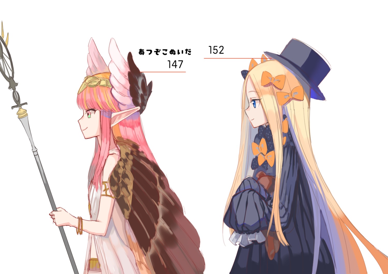 abigail_williams_(fate), circe, dress, fate/grand_order, kumo955, pointy_ears, weapon, wings