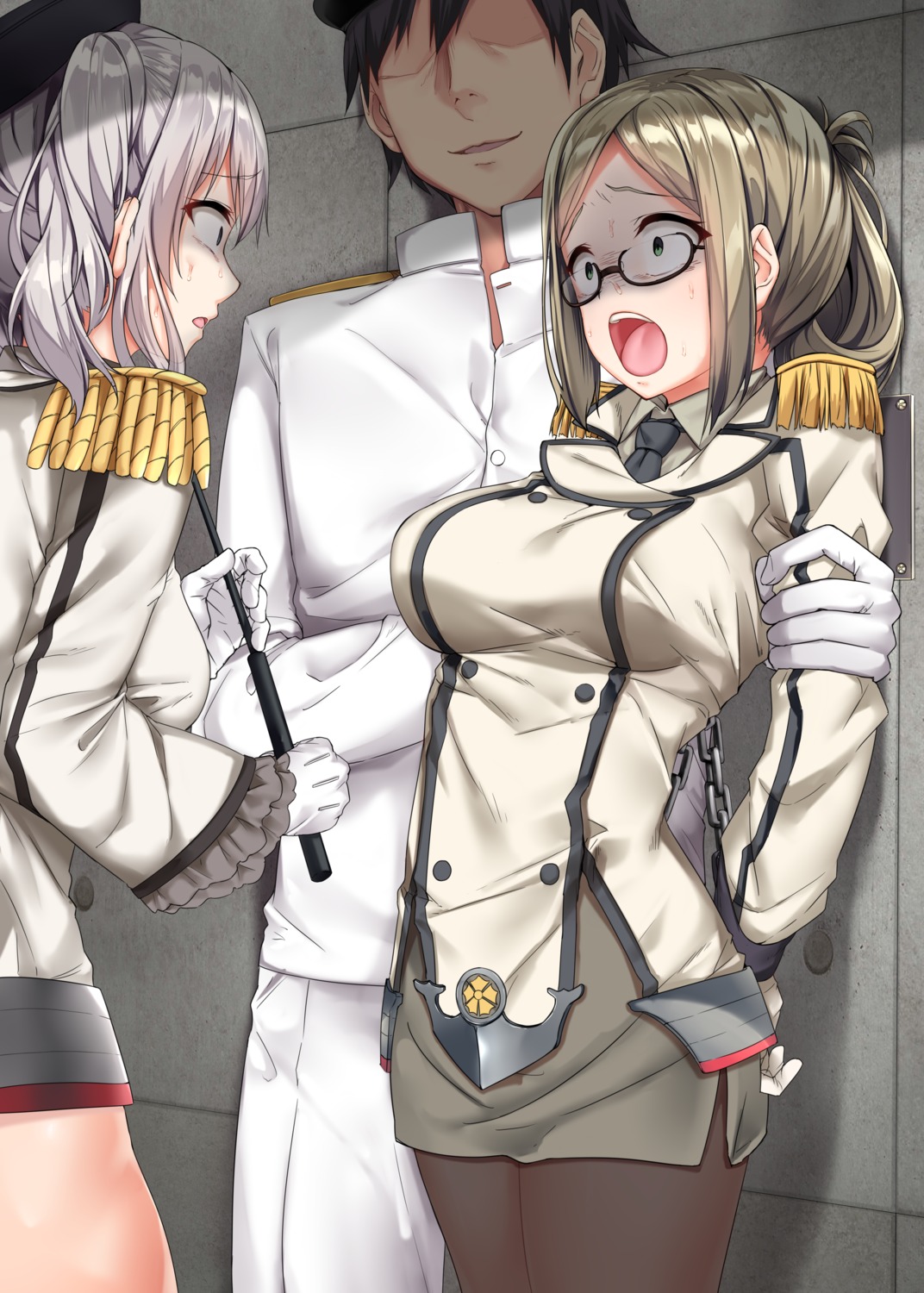 admiral_(kancolle), bondage, jack_dempa, kantai_collection, kashima_(kancolle), katori_(kancolle), megane, pantyhose