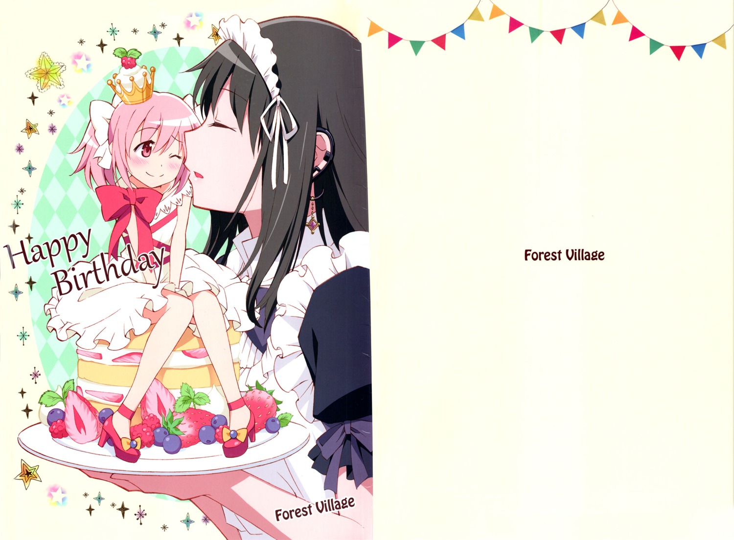 akemi_homura, ayukko, dress, forest_village, heels, kaname_madoka, mahou_shoujo_madoka_magica, maid