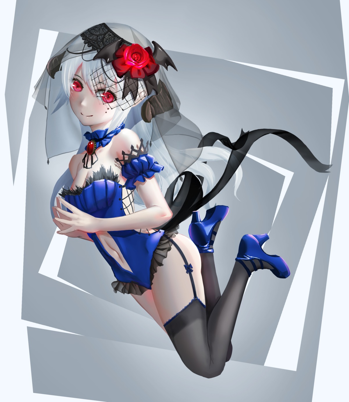 cleavage, freze, heels, leotard, stockings, thighhighs