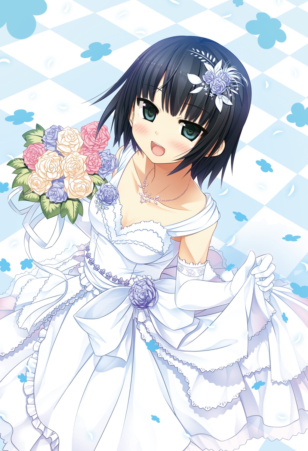 arishima_alice, cleavage, cura, digital_version, dress, lose, monobeno, wedding_dress