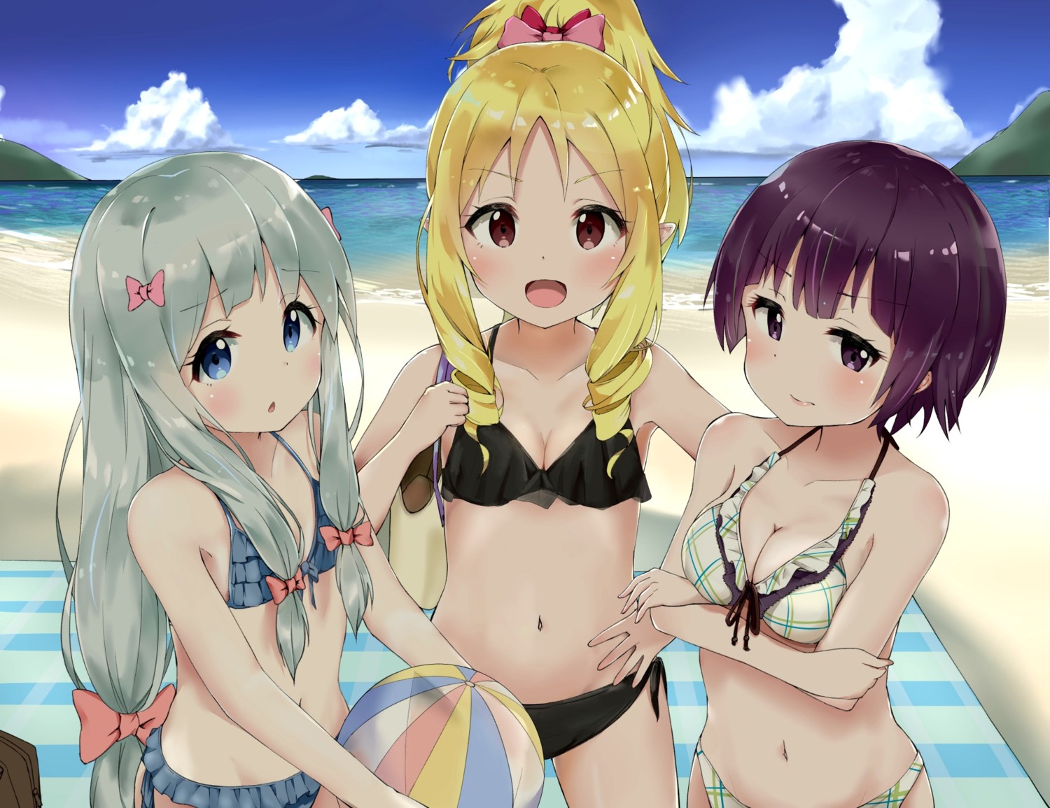 bikini, cleavage, eromanga-sensei, izumi_sagiri, pointy_ears, racchi., senju_muramasa, swimsuits