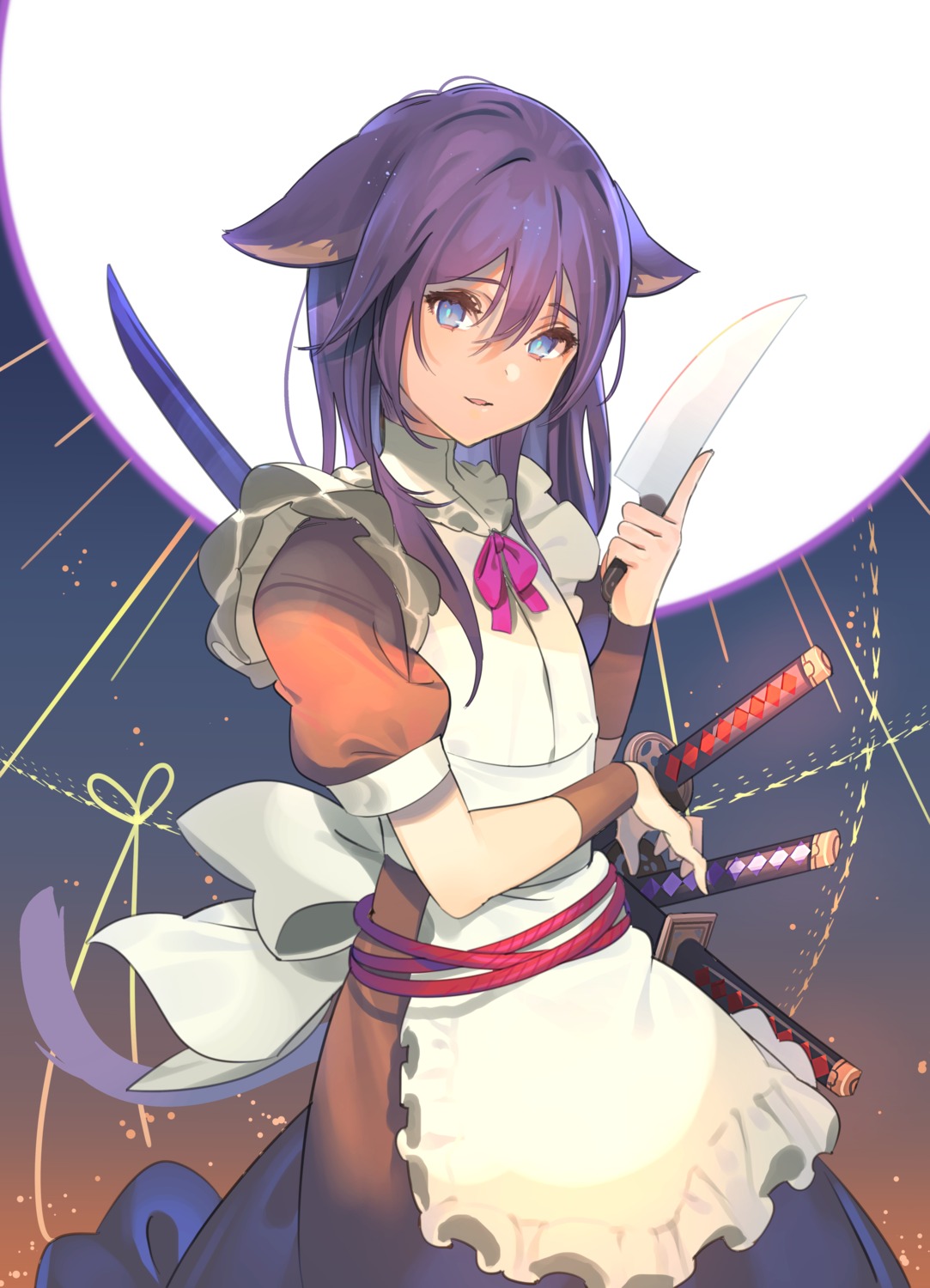 animal_ears, koyoi_mitsuki, maid, nekomimi, sword, tail