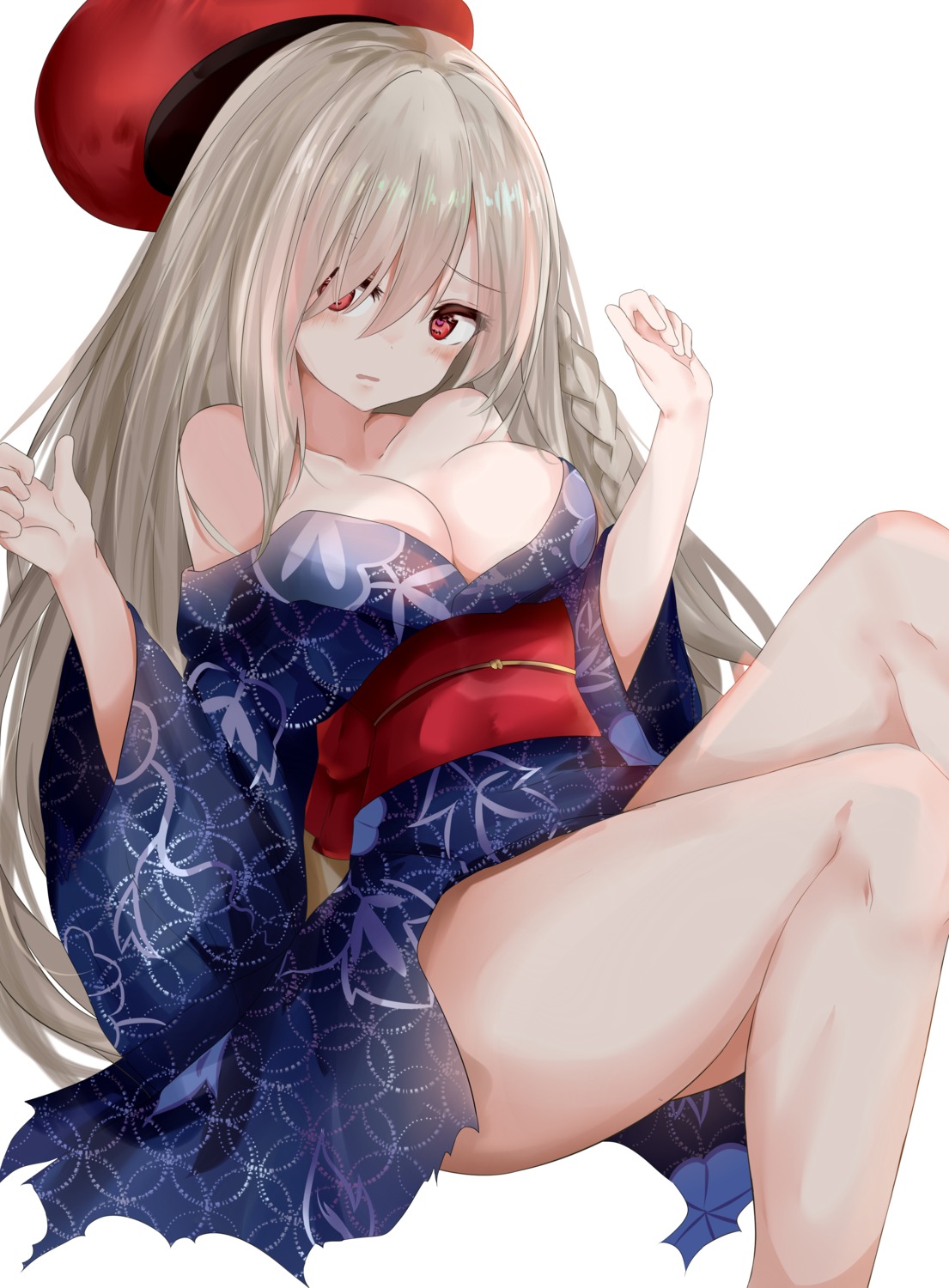 g36c_(girls_frontline), girls_frontline, jutaku, kimono, open_shirt, torn_clothes