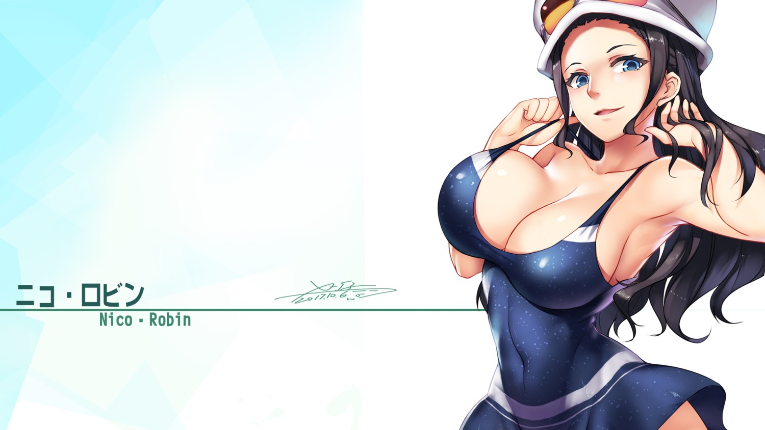 cleavage, dress, megane, nico_robin, one_piece, wallpaper, x-boy