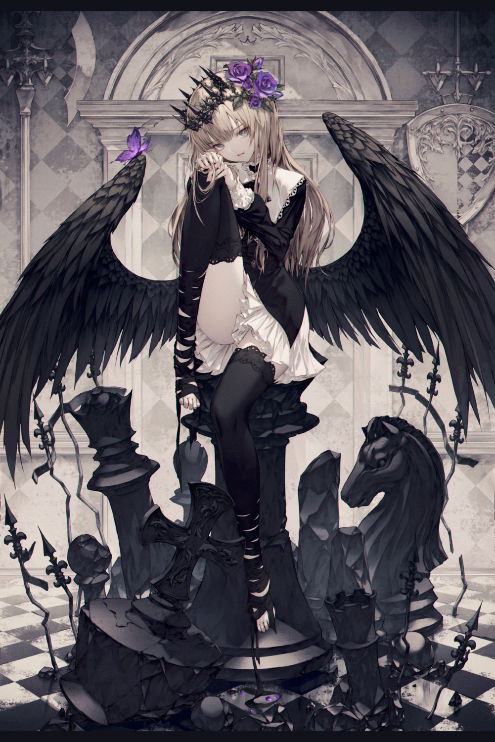 thighhighs, wanke, wings