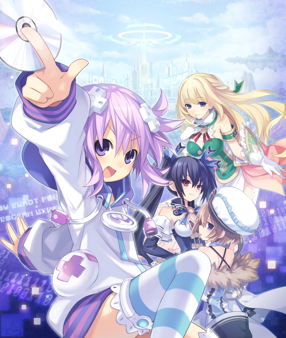 blanc, choujigen_game_neptune, choujigen_game_neptune_re;birth_1, cleavage, dress, neptune, noire, thighhighs