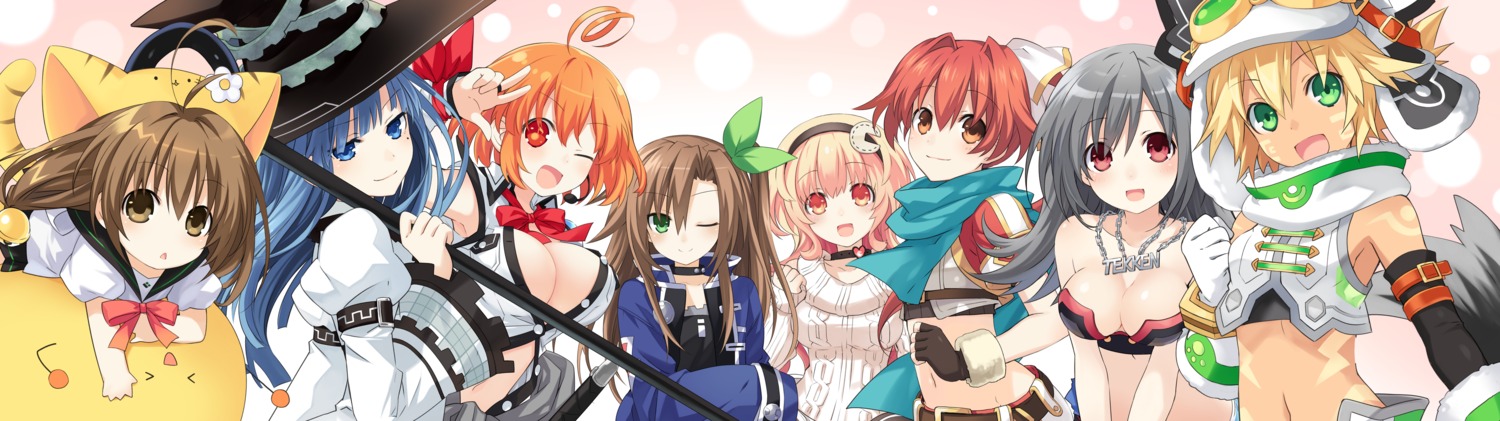 broccoli_(choujigen_game_neptune), choujigen_game_neptune, choujigen_game_neptune_re;birth_1, cleavage, compa, cyberconnect2_(choujigen_game_neptune), falcom_(choujigen_game_neptune), if_(choujigen_game_neptune), mages_(choujigen_game_neptune), marvelousaql_(choujigen_game_neptune), no_bra, open_shirt, sweater, tattoo, tekken_(choujigen_game_neptune), tsunako, weapon, witch