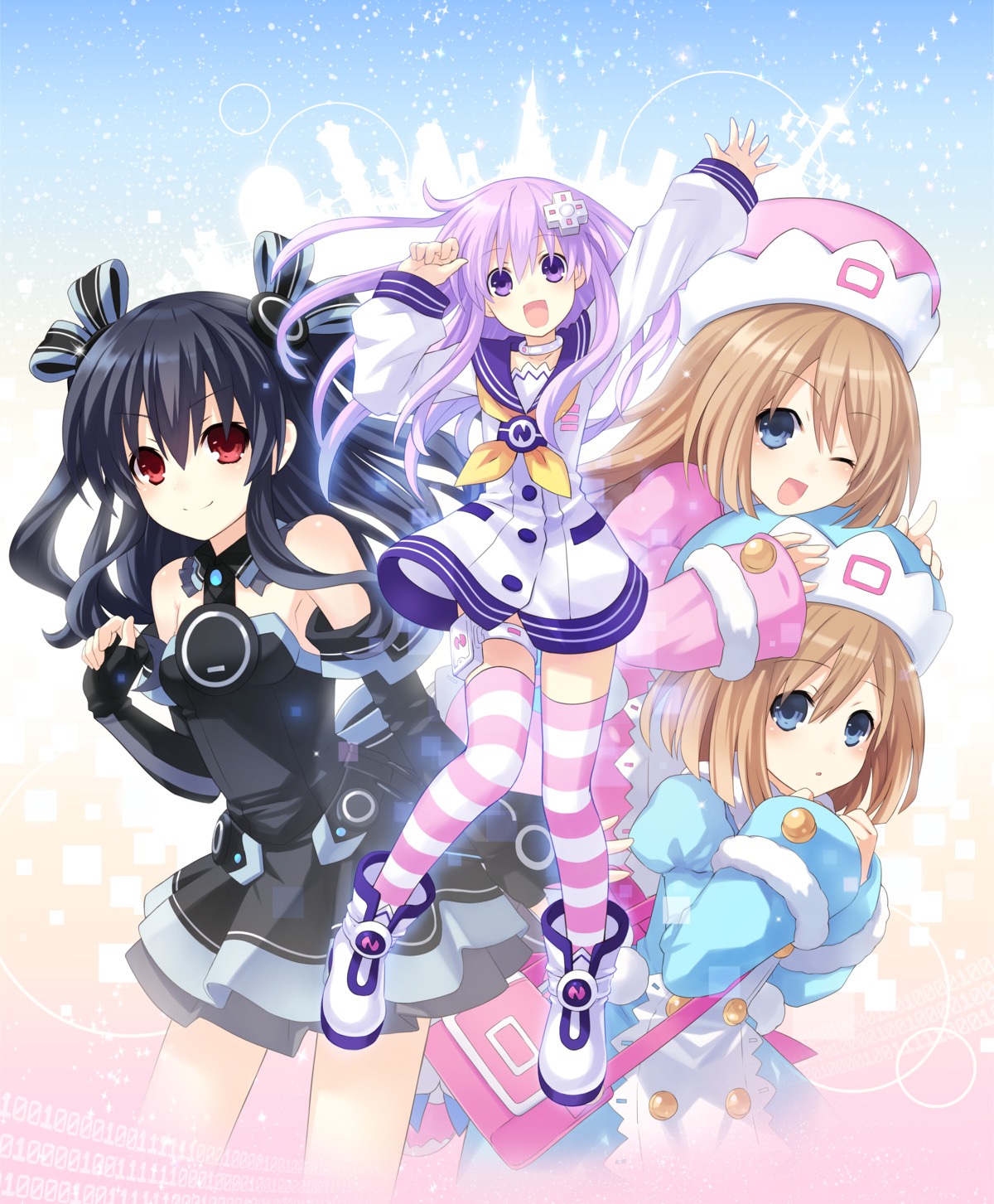 choujigen_game_neptune, choujigen_game_neptune_re;birth_2_sisters_generation, dress, nepgear, ram_(choujigen_game_neptune), rom_(choujigen_game_neptune), thighhighs, tsunako