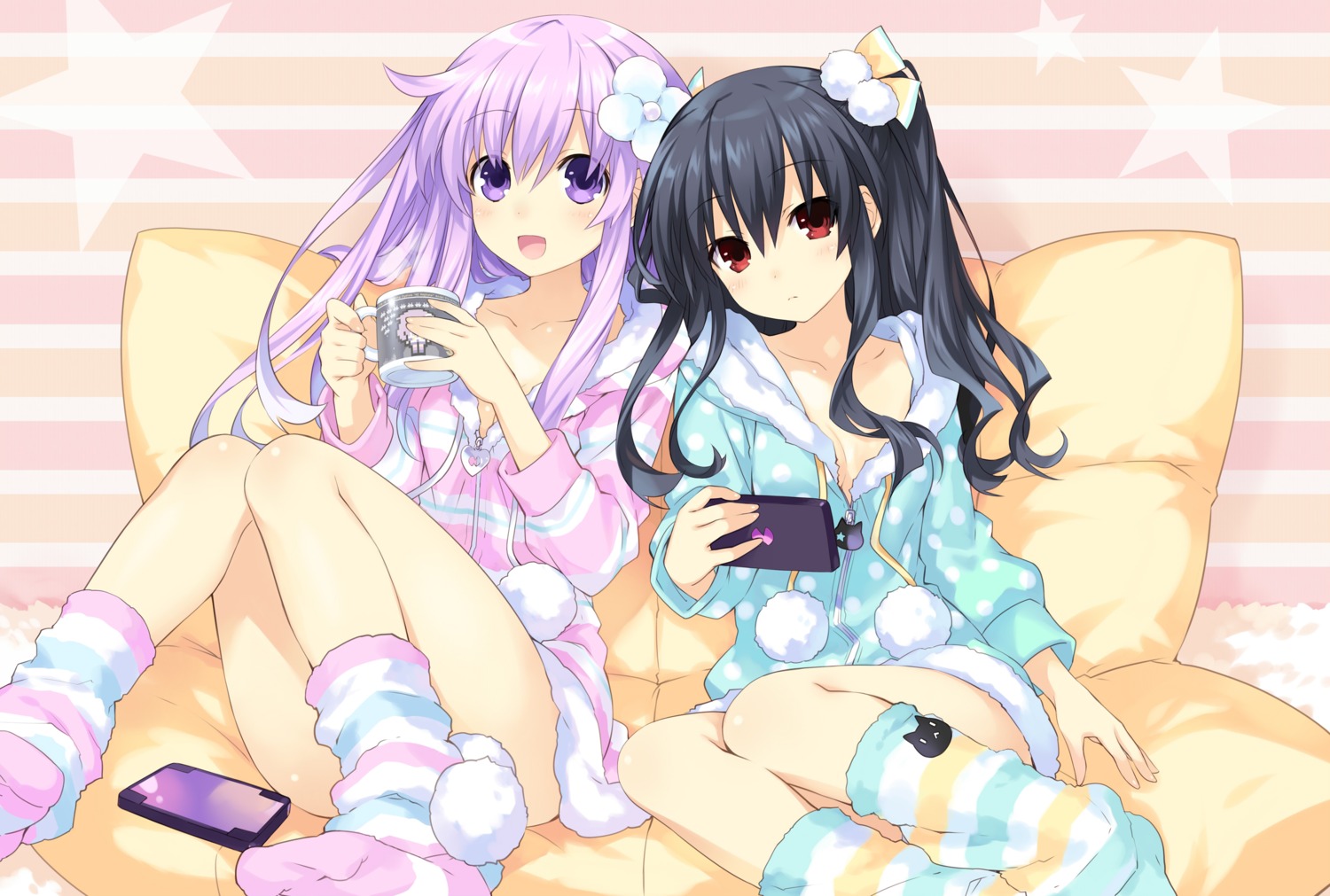 choujigen_game_neptune, choujigen_game_neptune_re;birth_2_sisters_generation, cleavage, nepgear, tsunako, uni_(choujigen_game_neptune)