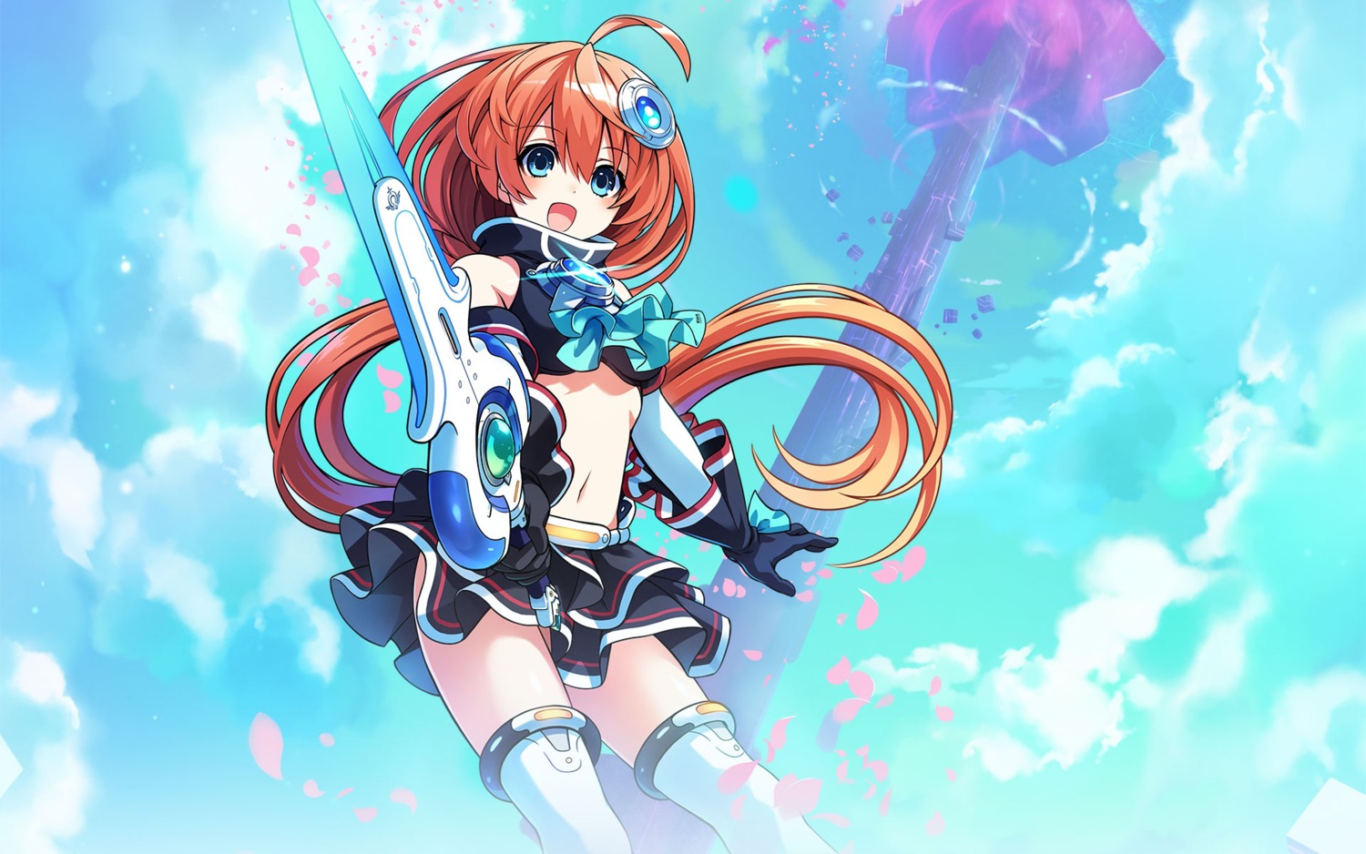 game_cg, kannuki_natsume, manamitsu, thighhighs, tokyo_clanpool, weapon