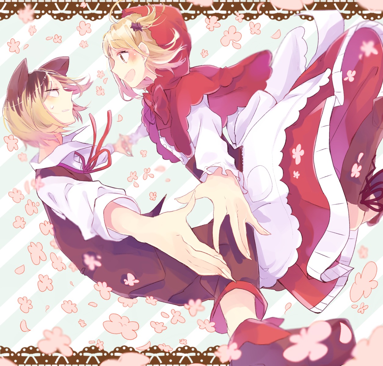 animal_ears, big_bad_wolf, cosplay, dress, haikyuu!!, kozume_kenma, little_red_riding_hood_(character), tyanotya