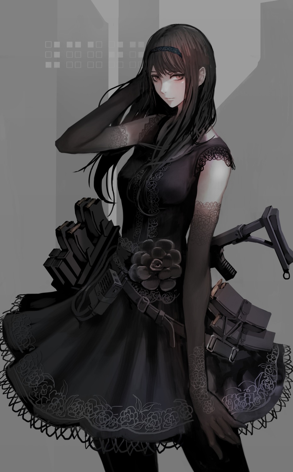 dress, gun, jittsu, pantyhose
