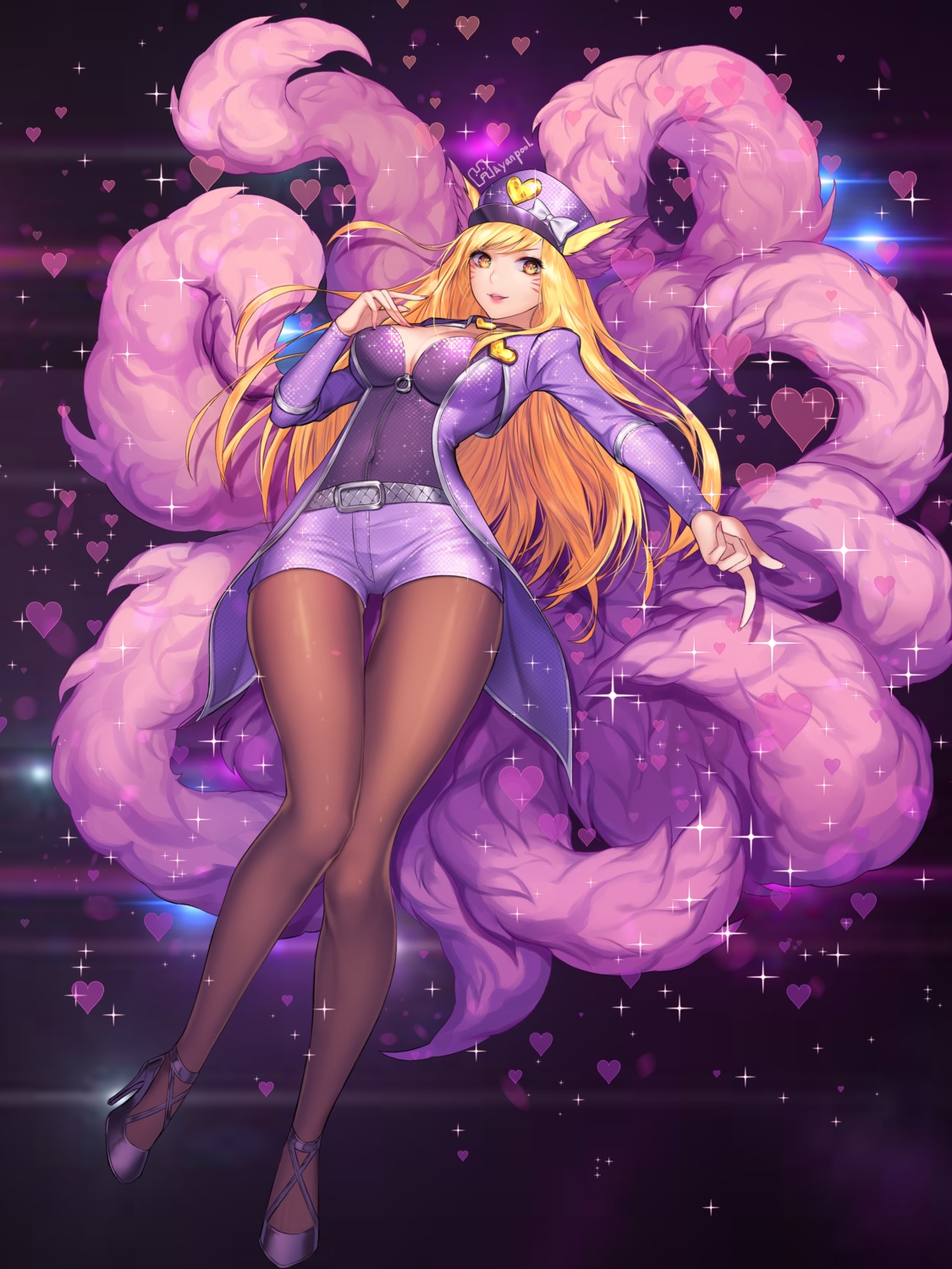 ahri, animal_ears, cleavage, hayanpool, heels, league_of_legends, pantyhose, tail