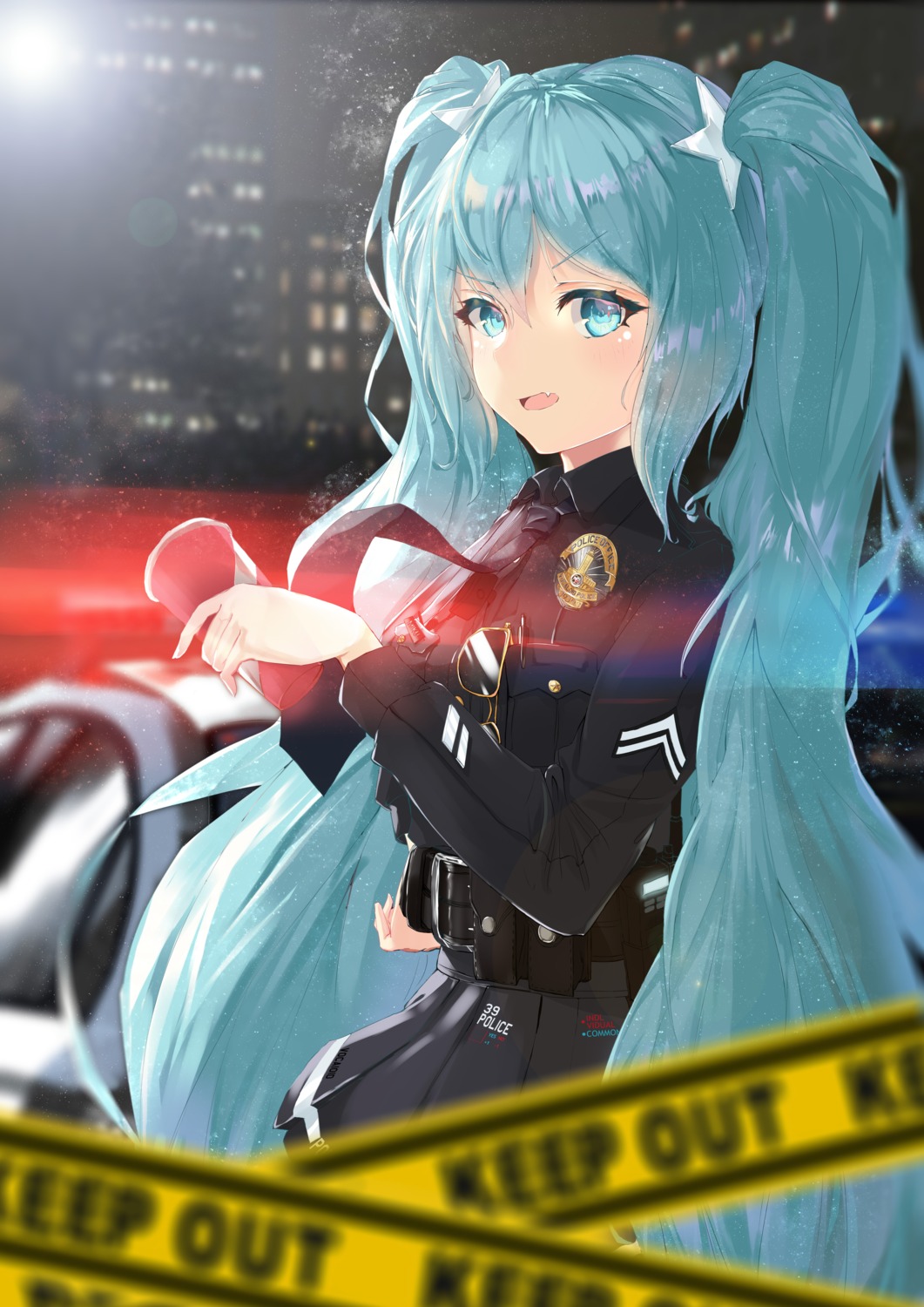 hatsune_miku, icefurs, megane, police_uniform, vocaloid