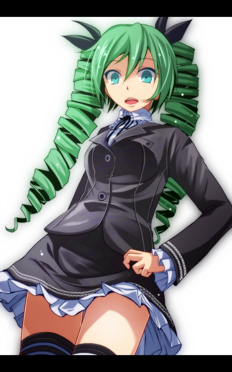 dress, hatsune_miku, himitsu_keisatsu_(vocaloid), thighhighs, tsukishiro_saika, vocaloid