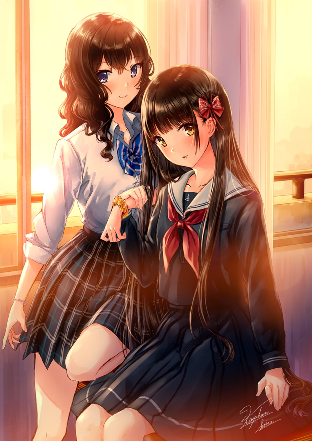 iwaihime, kazuharu_kina, kurokami_toe, seifuku