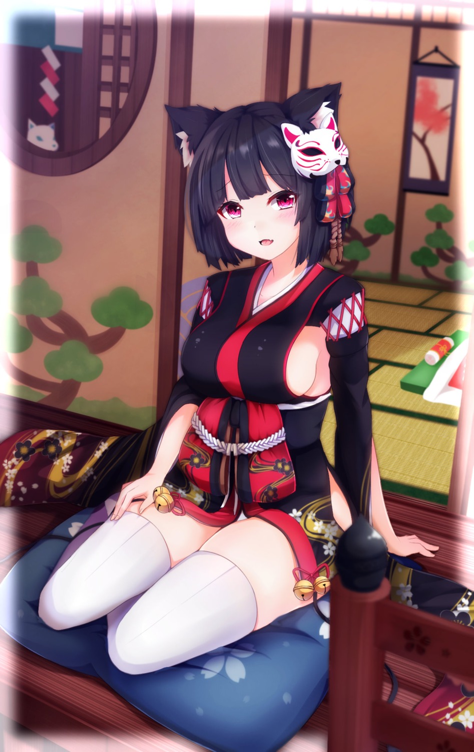 animal_ears, azur_lane, japanese_clothes, nya_rl, thighhighs, yamashiro_(azur_lane)