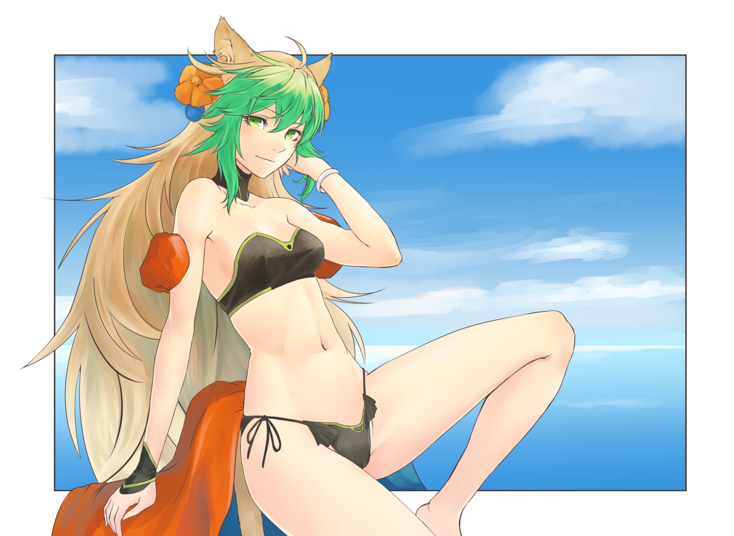 animal_ears, atalanta_(fate), bikini, cleavage, fate/apocrypha, fate/stay_night, hikichi_sakuya, swimsuits