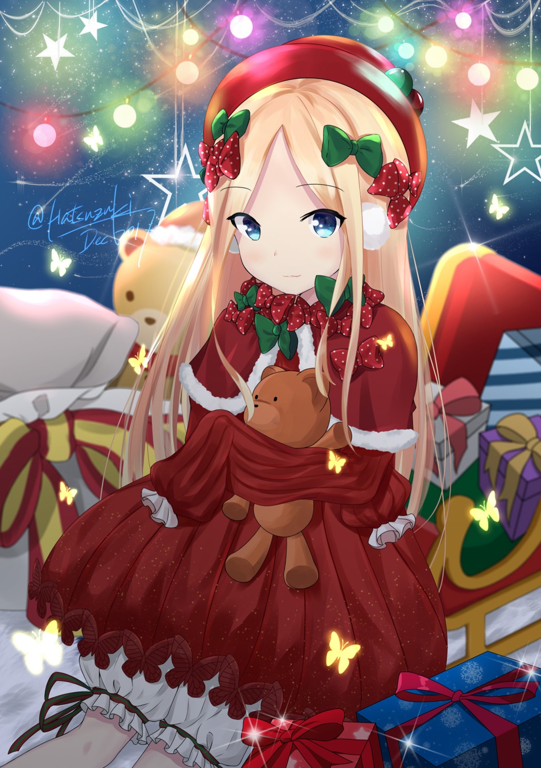 abigail_williams_(fate), bloomers, christmas, dress, fate/grand_order, hatsuzuki_527
