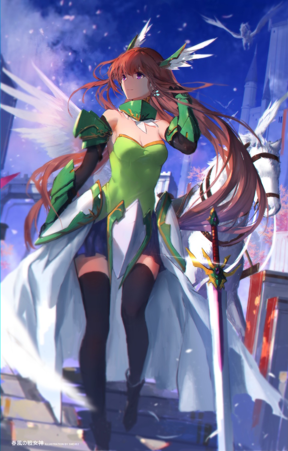 armor, cleavage, swd3e2, sword, thighhighs, venusblood_-frontier-