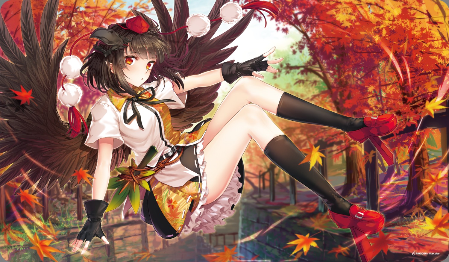 cibo_(killy), shameimaru_aya, touhou, wings