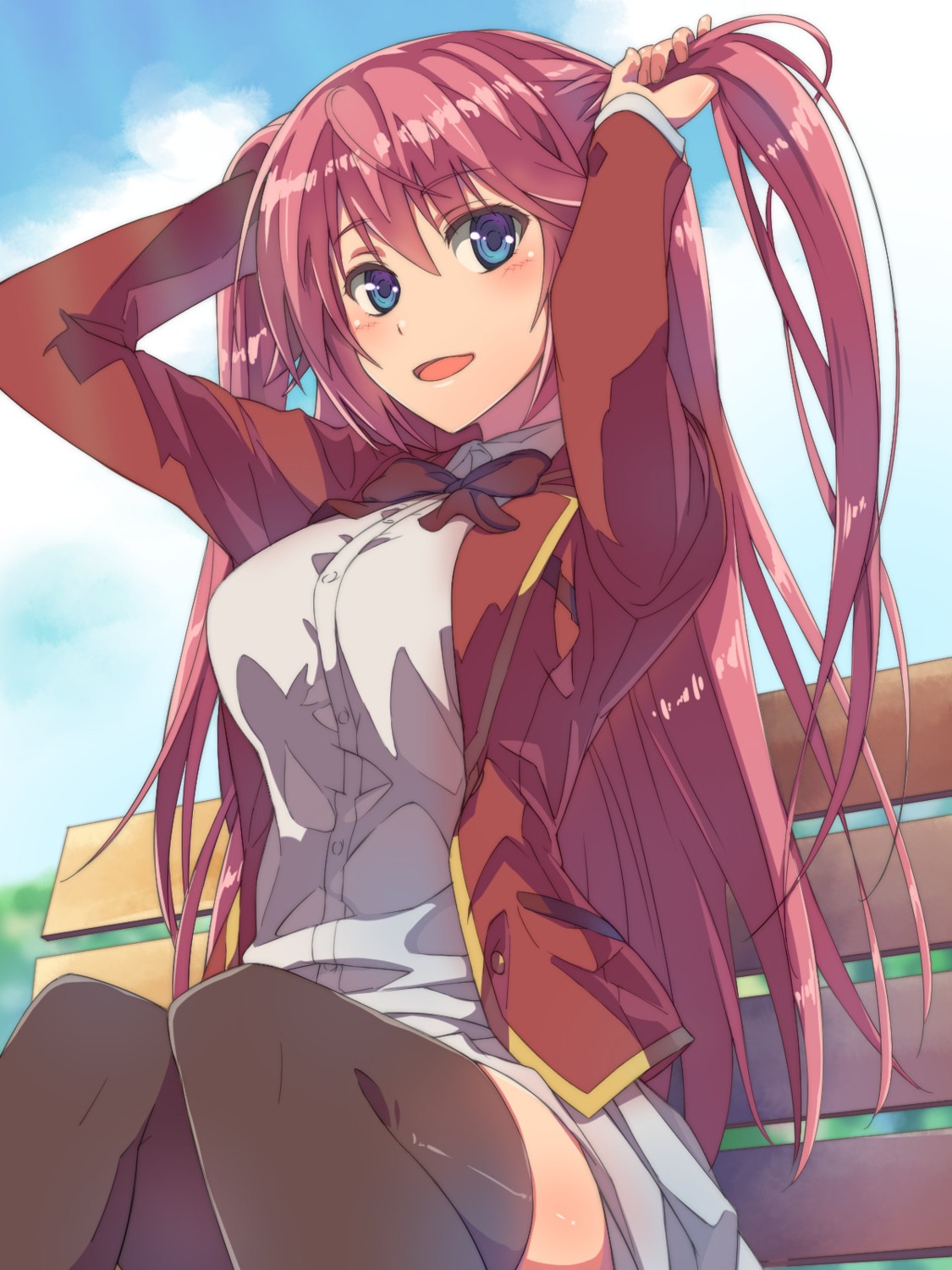chiharu_(9654784), open_shirt, sakura_airi, seifuku, thighhighs, youkoso_jitsuryoku_shijou_shugi_no_kyoushitsu_e