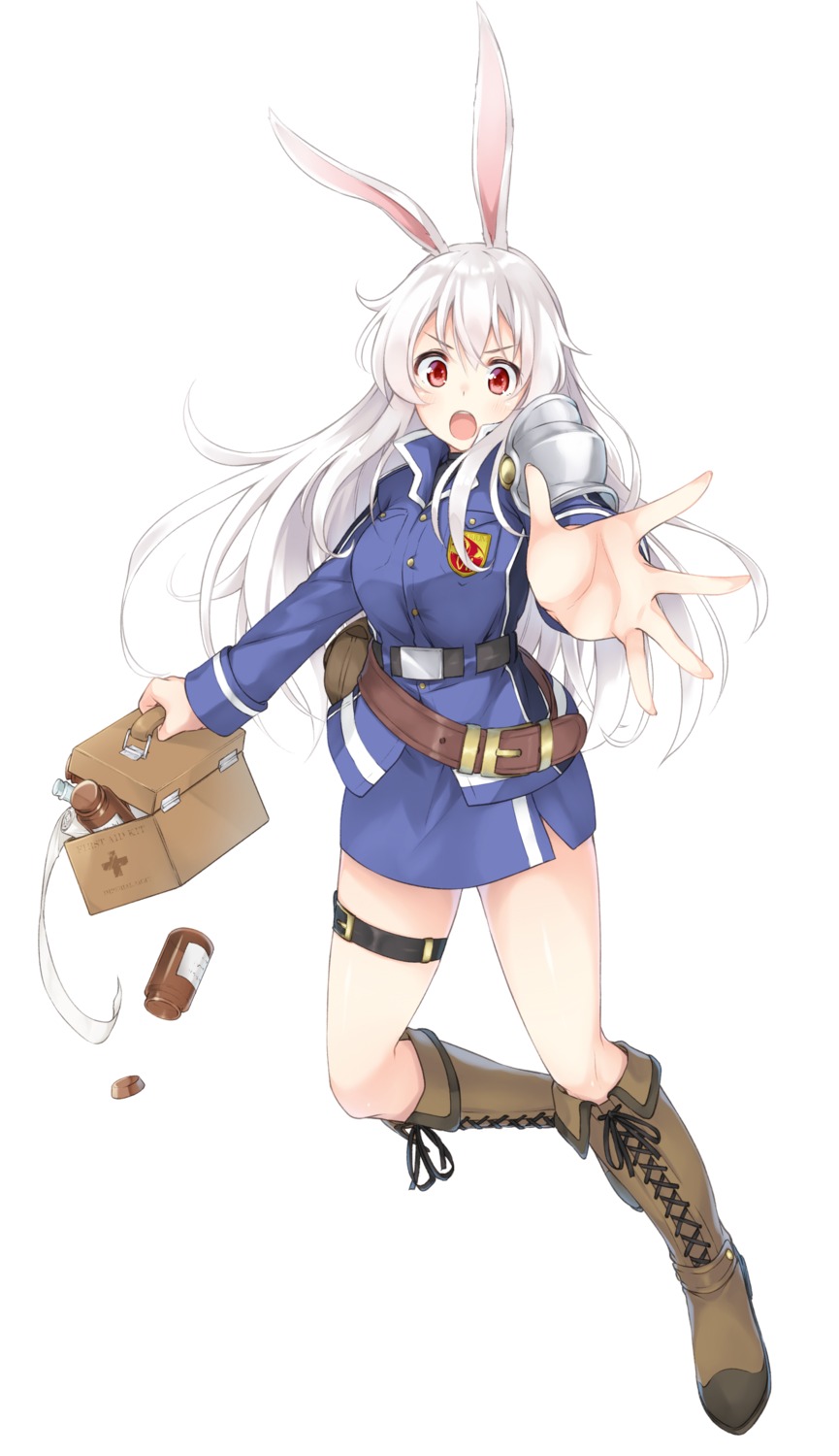 animal_ears, aoi_aiu, armor, bunny_ears, garter, murabito_a_to_teikoku_dai-nana_tokushu_rentai_dragon_puppy, uniform