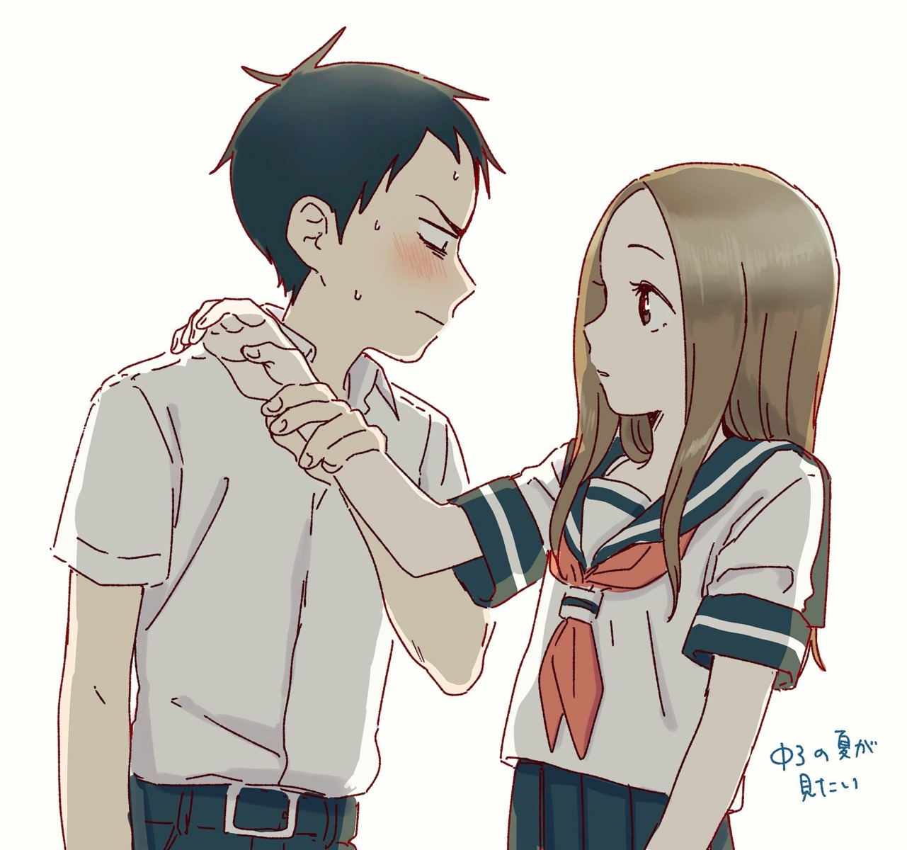 karakai_jouzu_no_takagi-san, nishikata, seifuku, shishamo, takagi-san
