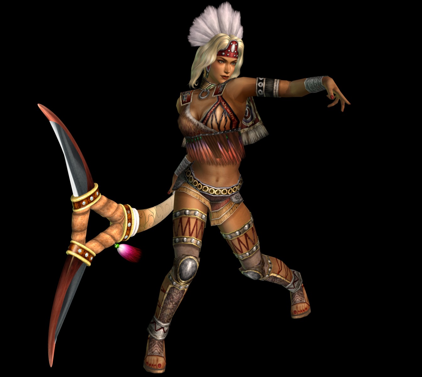 cg, cleavage, dynasty_warriors, dynasty_warriors_4, thighhighs, weapon, zhu_rong