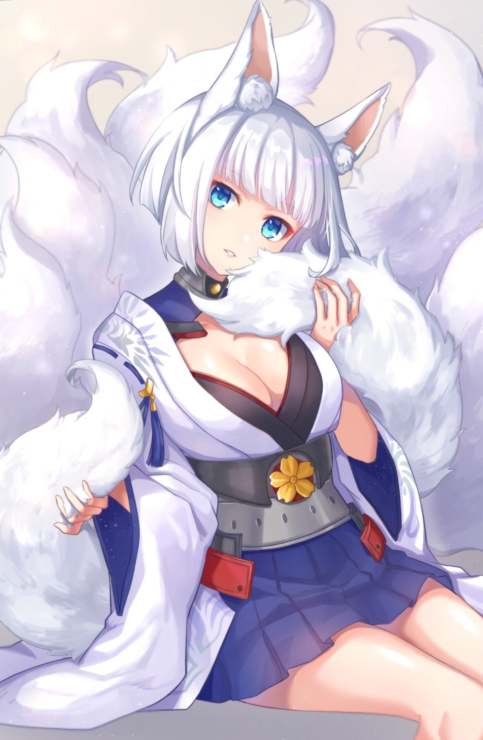 animal_ears, azur_lane, cleavage, kaga_(azur_lane), kon_(k0n16), tail