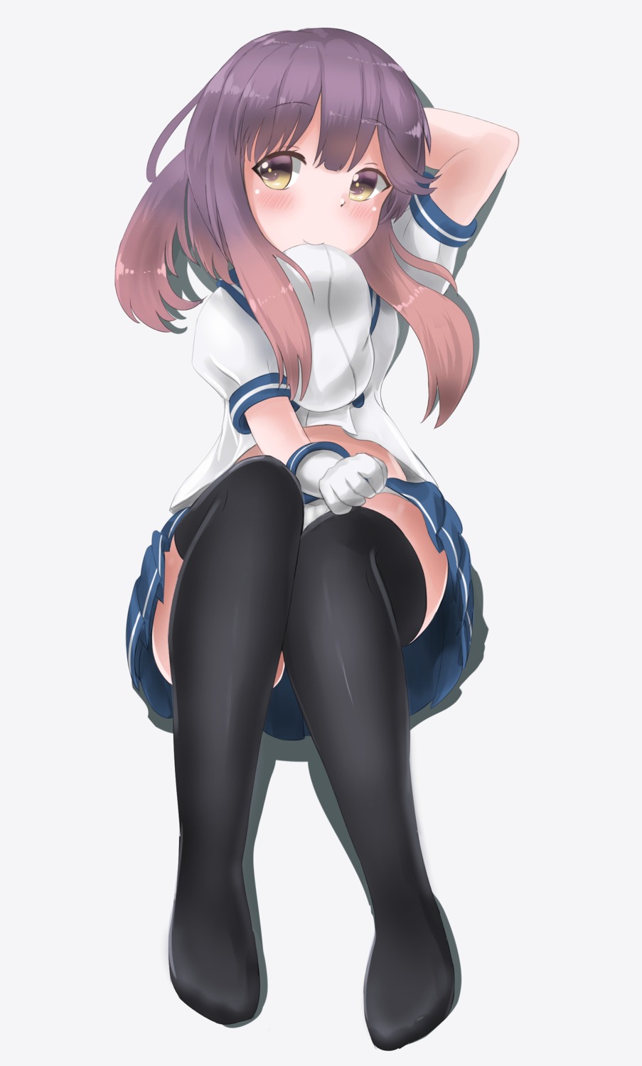 feet, kantai_collection, redundant-cat, seifuku, thighhighs, tsushima_(kancolle)