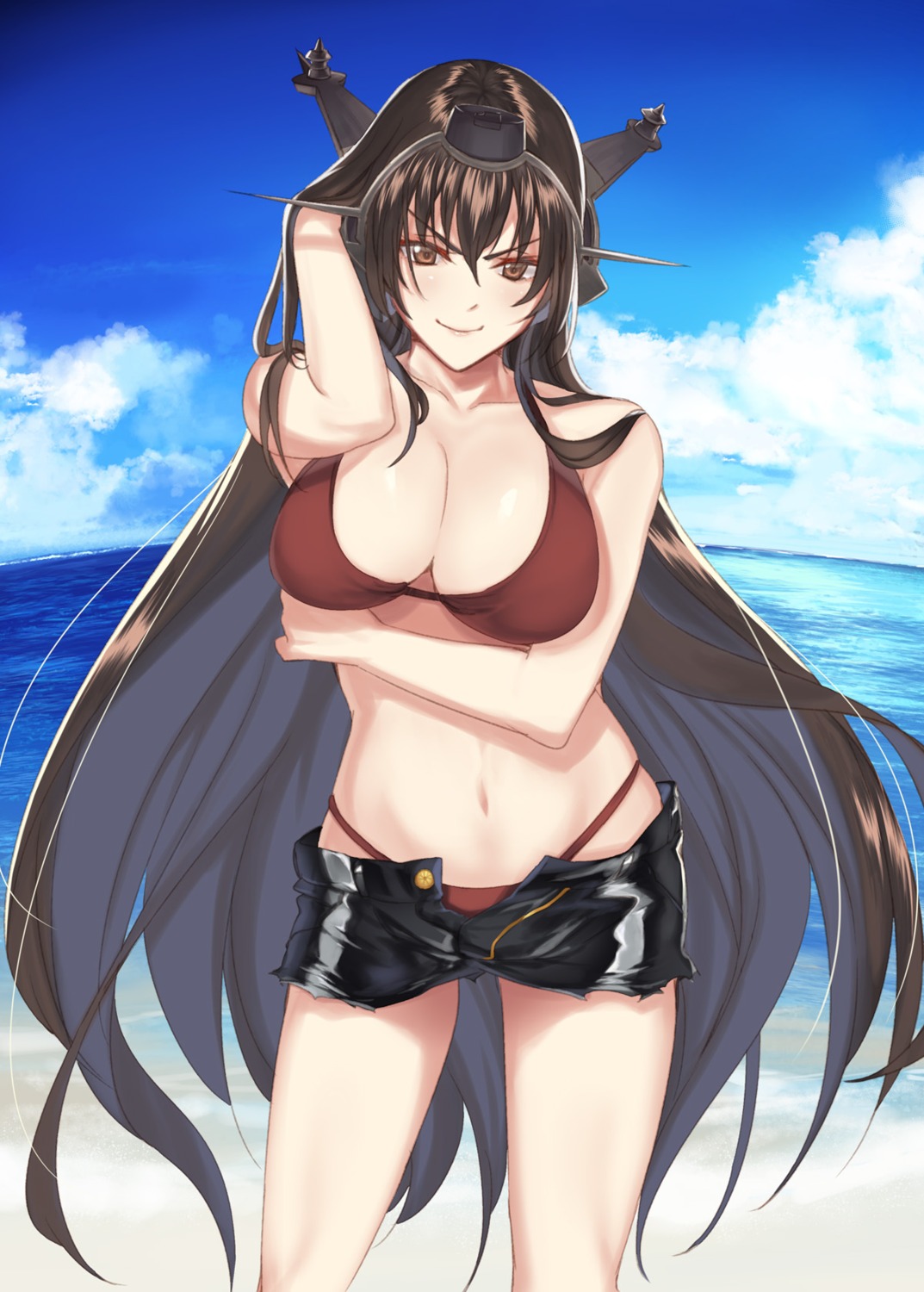 bikini, breast_hold, cleavage, kabotya, kantai_collection, nagato_(kancolle), swimsuits