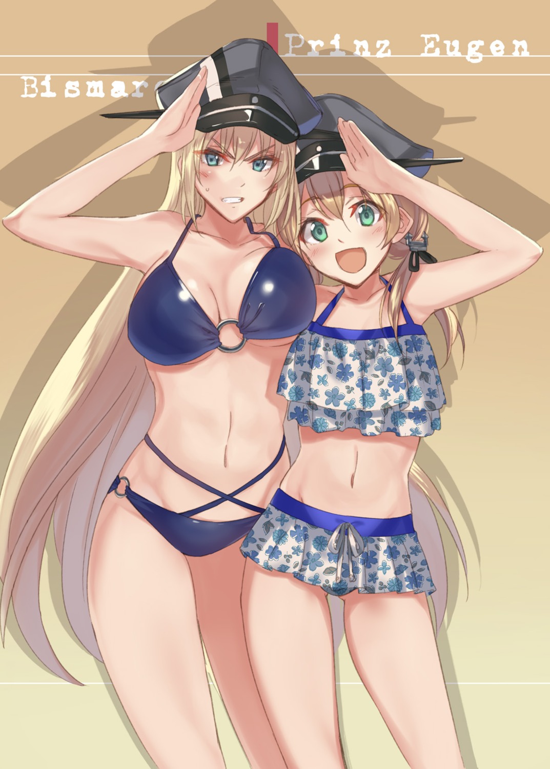 bikini, bismarck_(kancolle), cleavage, kabotya, kantai_collection, prinz_eugen_(kancolle), swimsuits, underboob