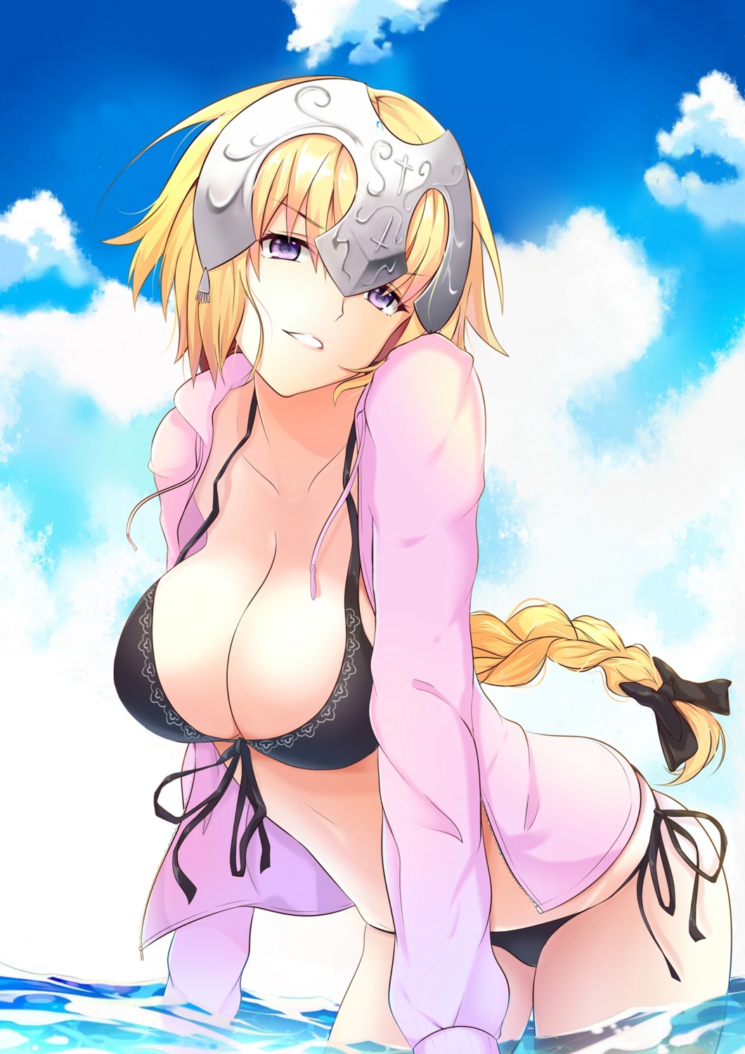 bikini, cleavage, fate/apocrypha, fate/stay_night, guanghe_zuoyong_de_de_yezi, jeanne_d'arc, jeanne_d'arc_(fate), open_shirt, swimsuits, wet