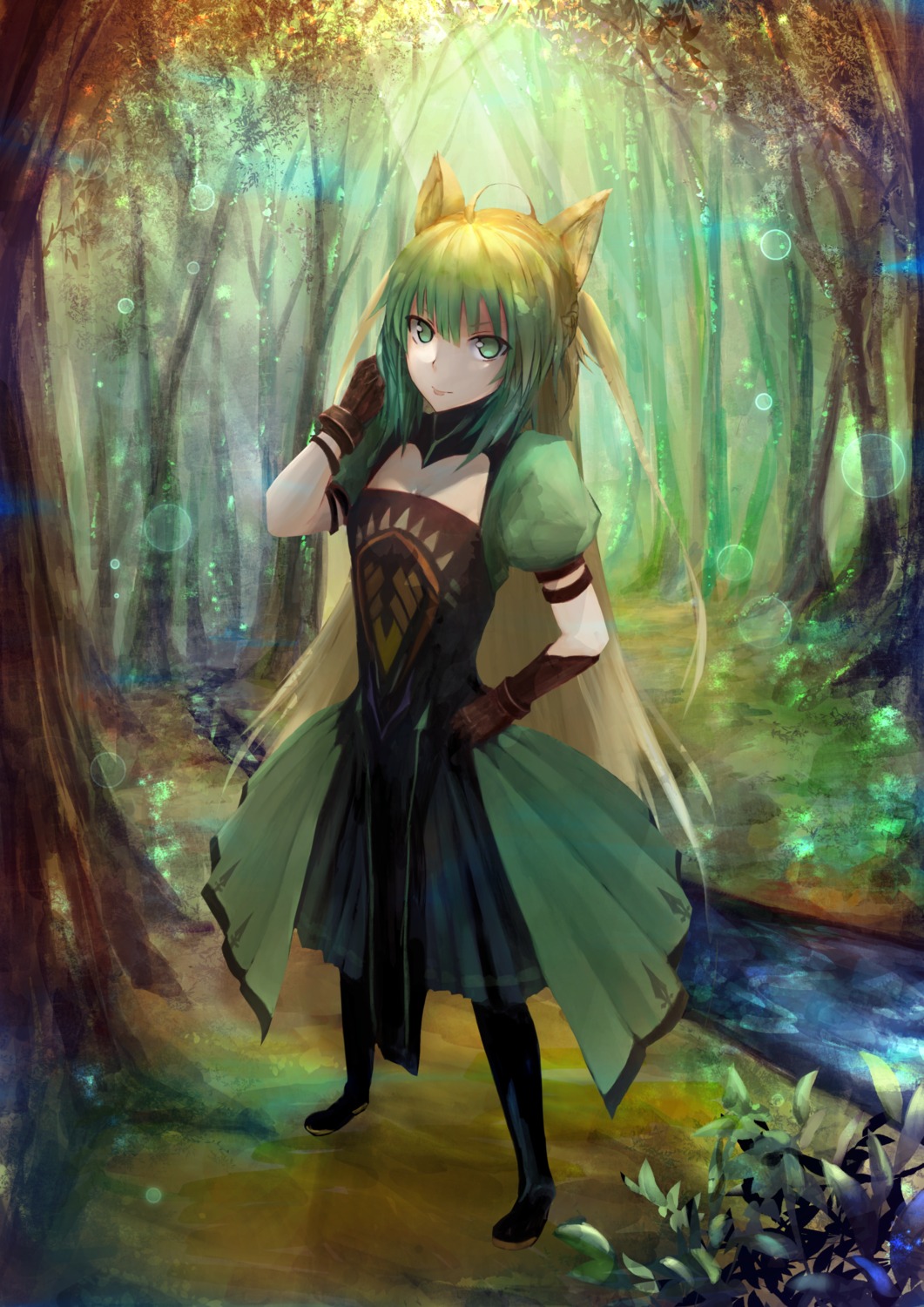 animal_ears, atalanta_(fate), cleavage, dress, fate/apocrypha, fate/stay_night, kaze_minoru_so-ru