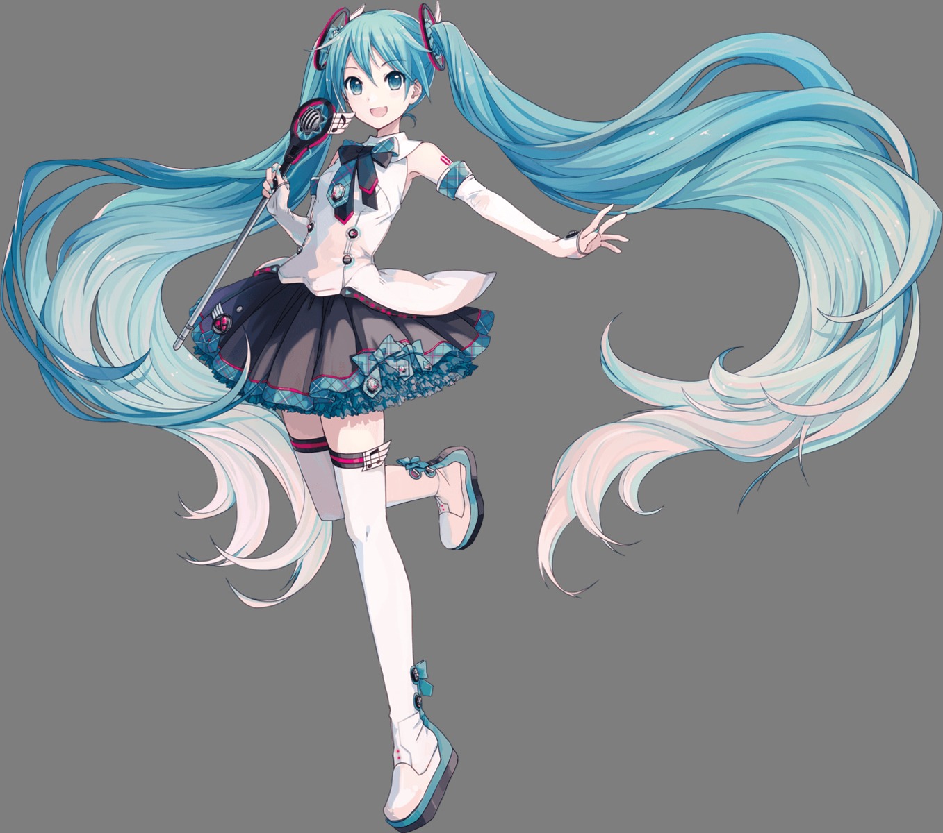 hatsune_miku, ixima, magical_mirai, tattoo, thighhighs, transparent_png, vocaloid