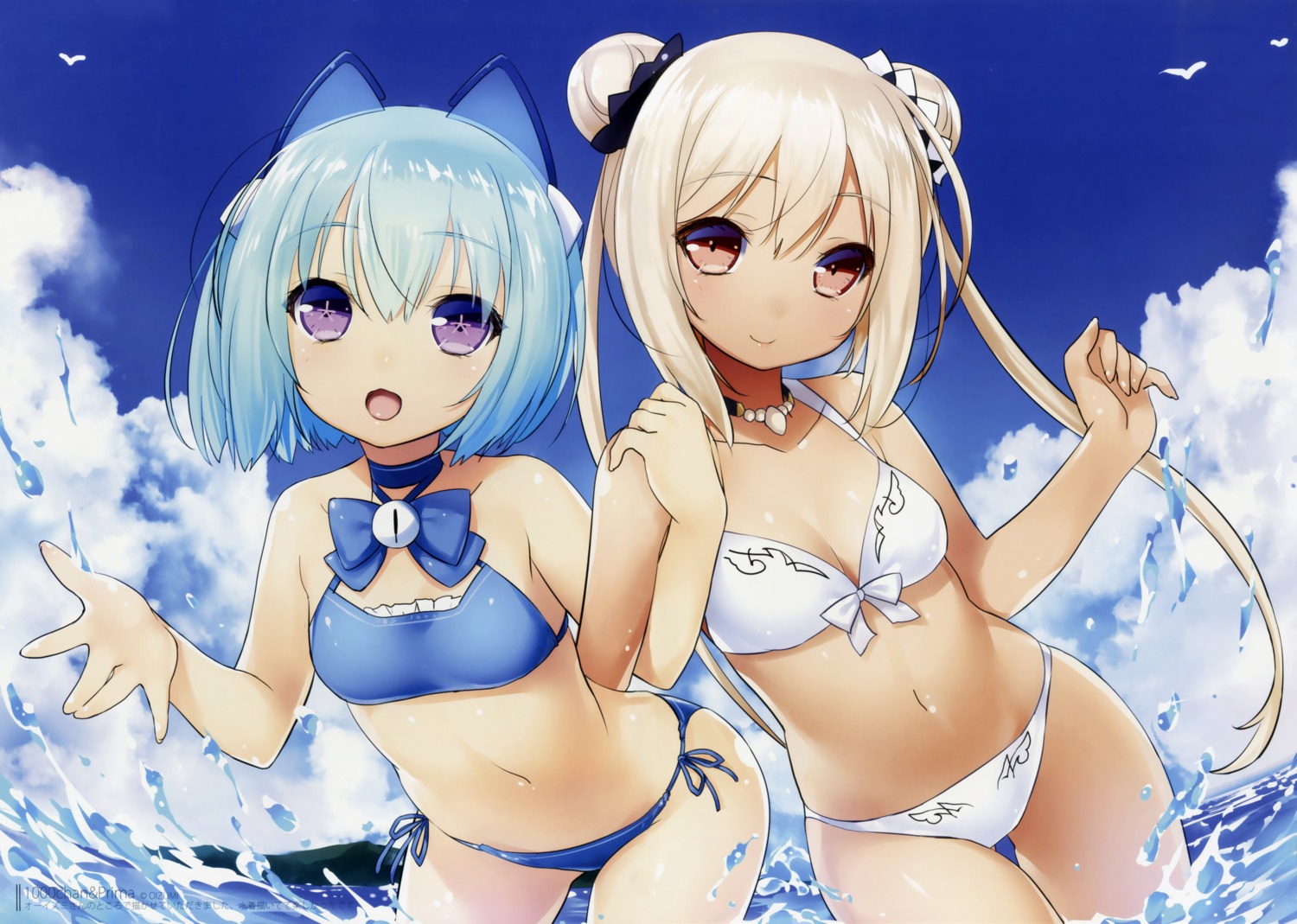 1000-chan, 47agdragon, bikini, cleavage, genshi_bangou_47, purima, swimsuits, wet