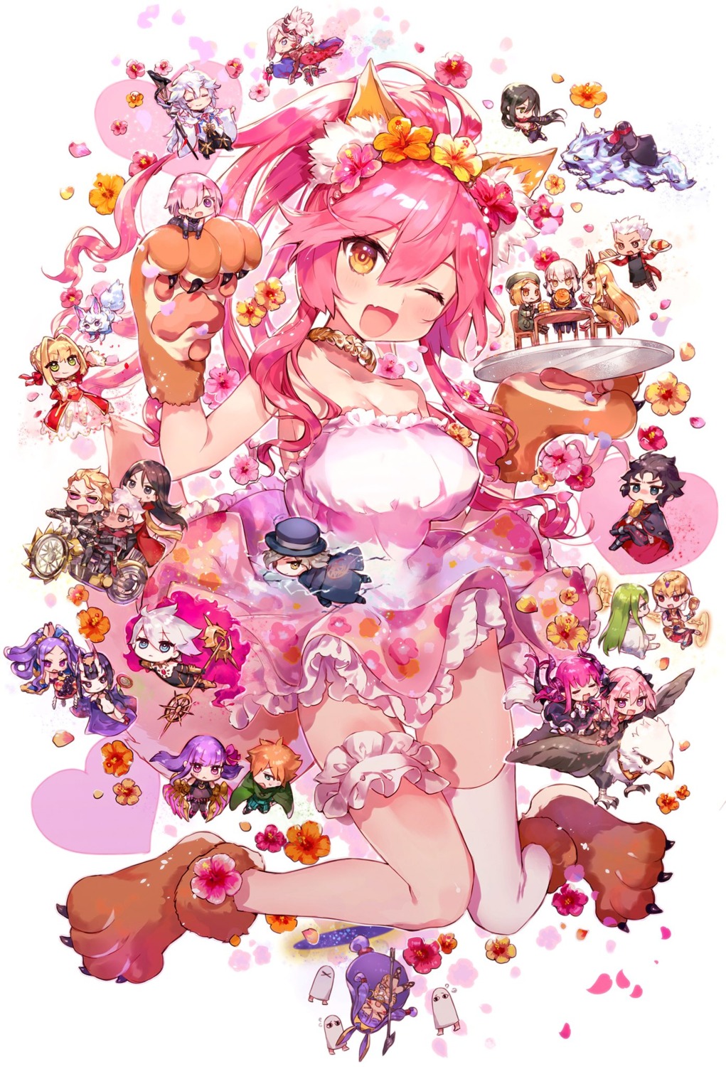 animal_ears, archer, armor, artoria_pendragon_(fate), artoria_pendragon_alter_(fate), astolfo_(fate), cath_palug_(fate), chibi, edmond_dantes_(fate/grand_order), elizabeth_bathory, emiya_kiritsugu, enkidu_(fate), fate/grand_order, gilgamesh_(fate), hijikata_toshizou_(fate), horns, ibaraki_douji_(fate), japanese_clothes, karna_(fate), mash_kyrielight, megane, merlin_(fate/stay_night), miyamoto_musashi_(fate), nekoyashiki_pushio, nero_claudius_(fate), nitocris_(fate), open_shirt, pantsu, passion_lip, paul_bunyan_(fate), pointy_ears, robin_hood_(fate), sakata_kintoki_(fate), shuten_douji_(fate), tail, thighhighs, trap, waver_velvet, weapon, yan_qing_(fate)