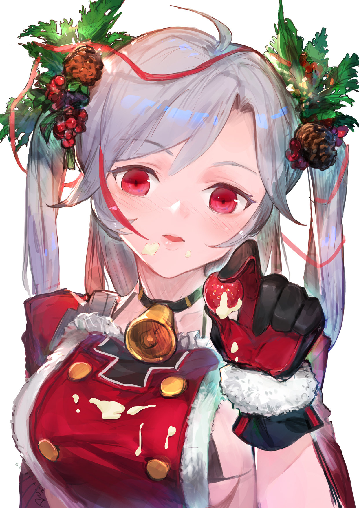 azur_lane, bra, christmas, cream, daible, prinz_eugen_(azur_lane)