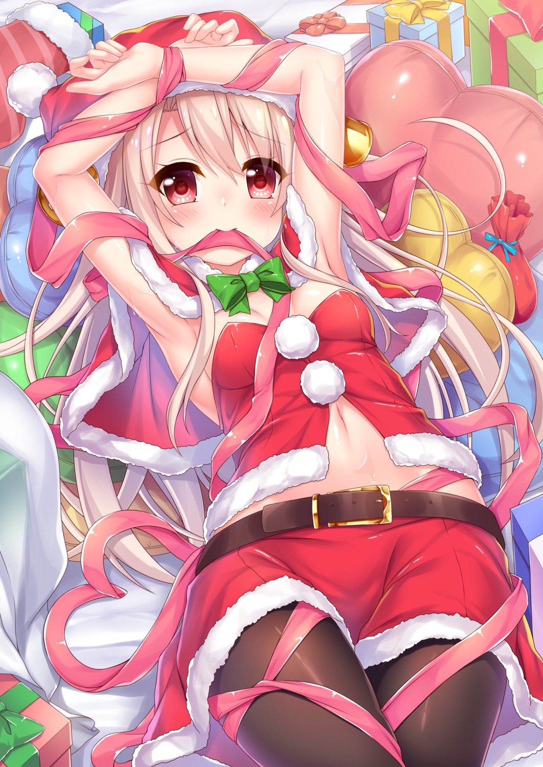 christmas, cleavage, fate/kaleid_liner_prisma_illya, fate/stay_night, illyasviel_von_einzbern, pantyhose, wakagi_repa