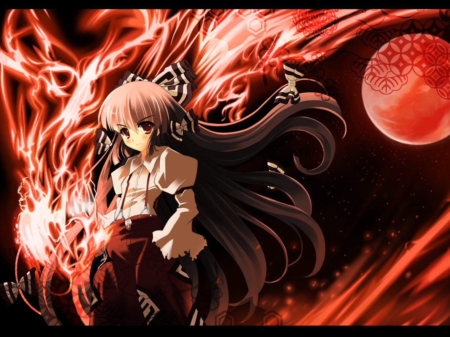 azuma_kurume, fujiwara_no_mokou, touhou, wallpaper