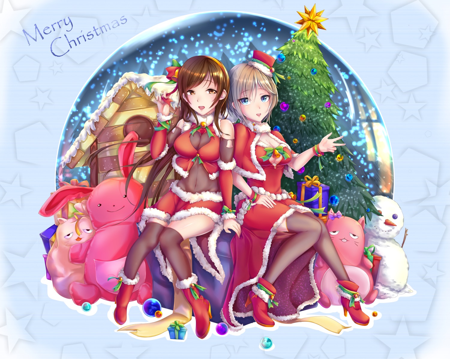 christmas, cleavage, heels, ichigo_(artist), nitta_minami, the_idolm@ster, the_idolm@ster_cinderella_girls, thighhighs