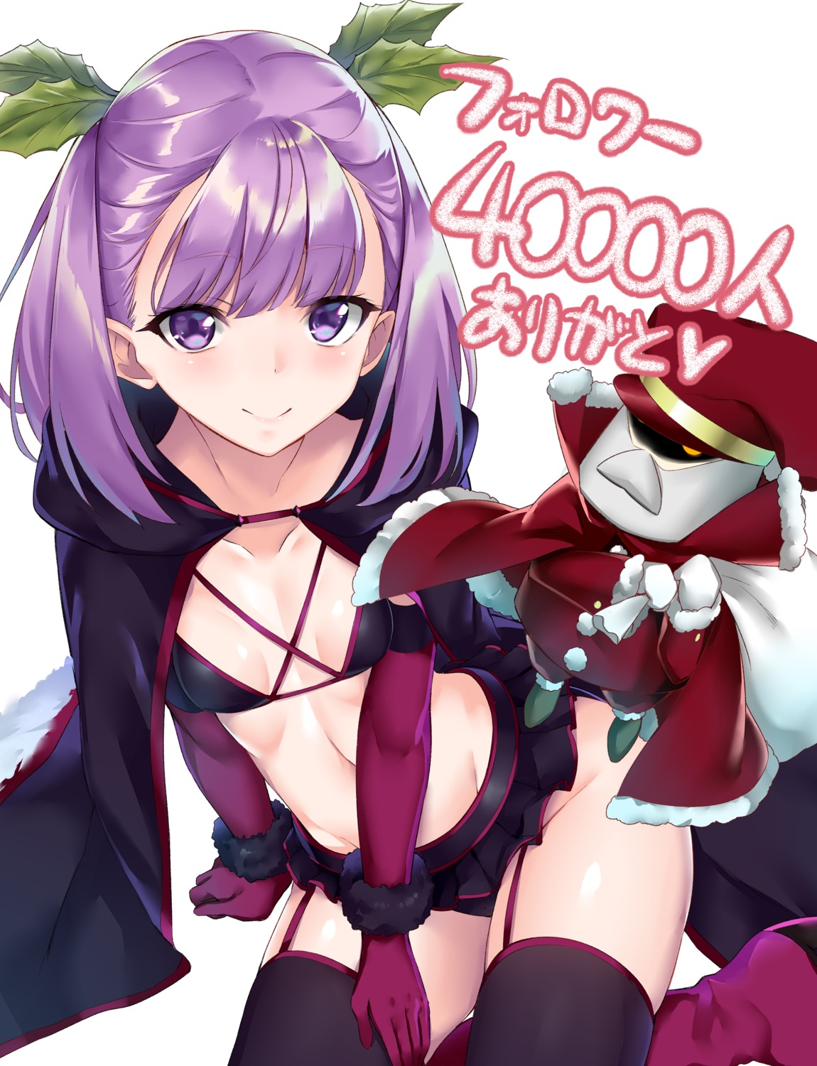 bikini, christmas, cleavage, fate/grand_order, helena_blavatsky_(fate), mishin_(mbmnk), stockings, swimsuits