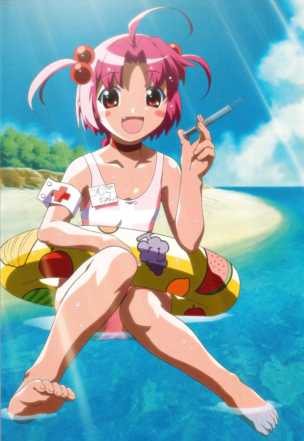 feet, itou_katsunobu, nakahara_komugi, nurse, nurse_witch_komugi, screening, swimsuits, wet