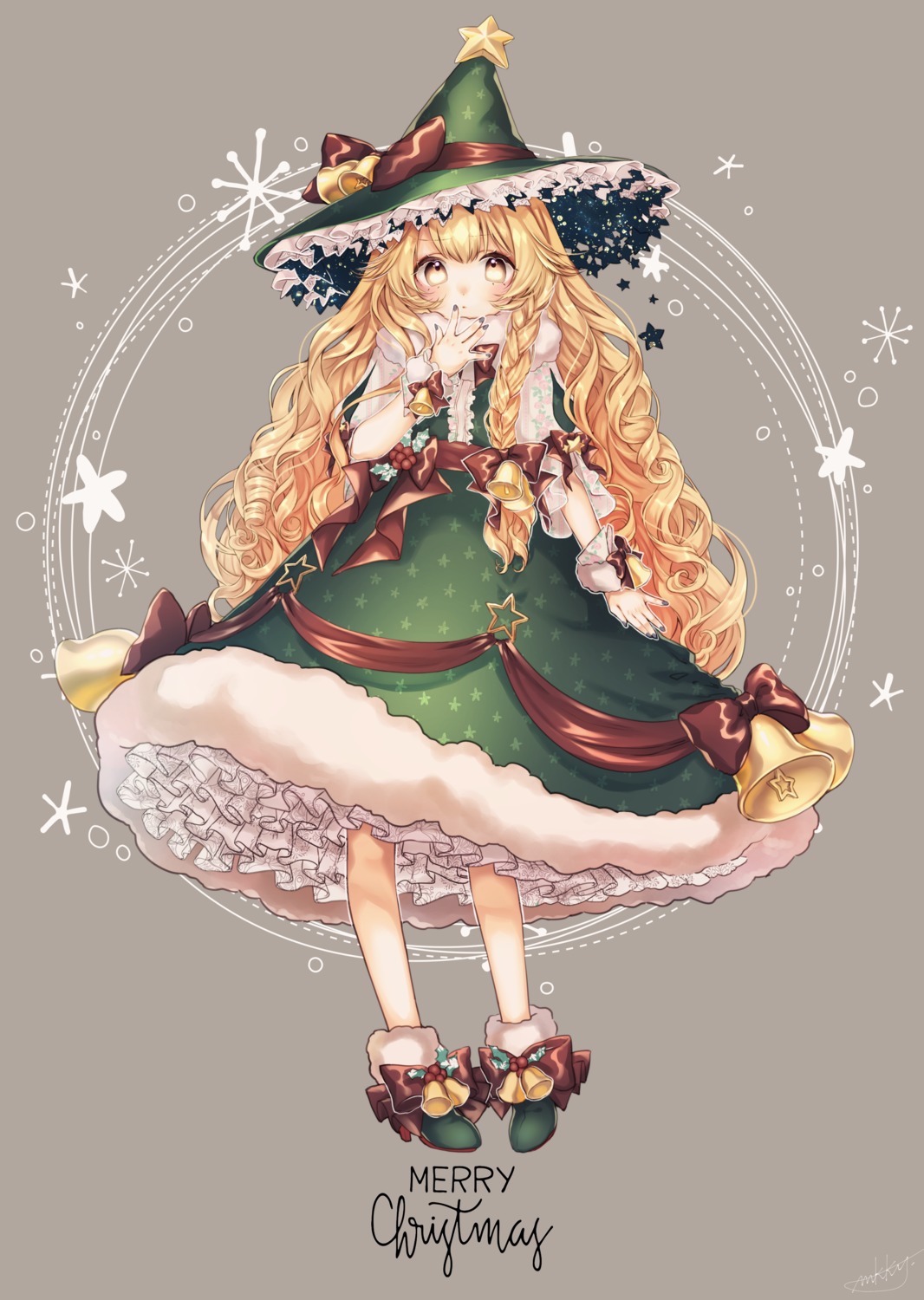 christmas, dress, kirisame_marisa, mokokiyo_(asaddr), touhou, witch